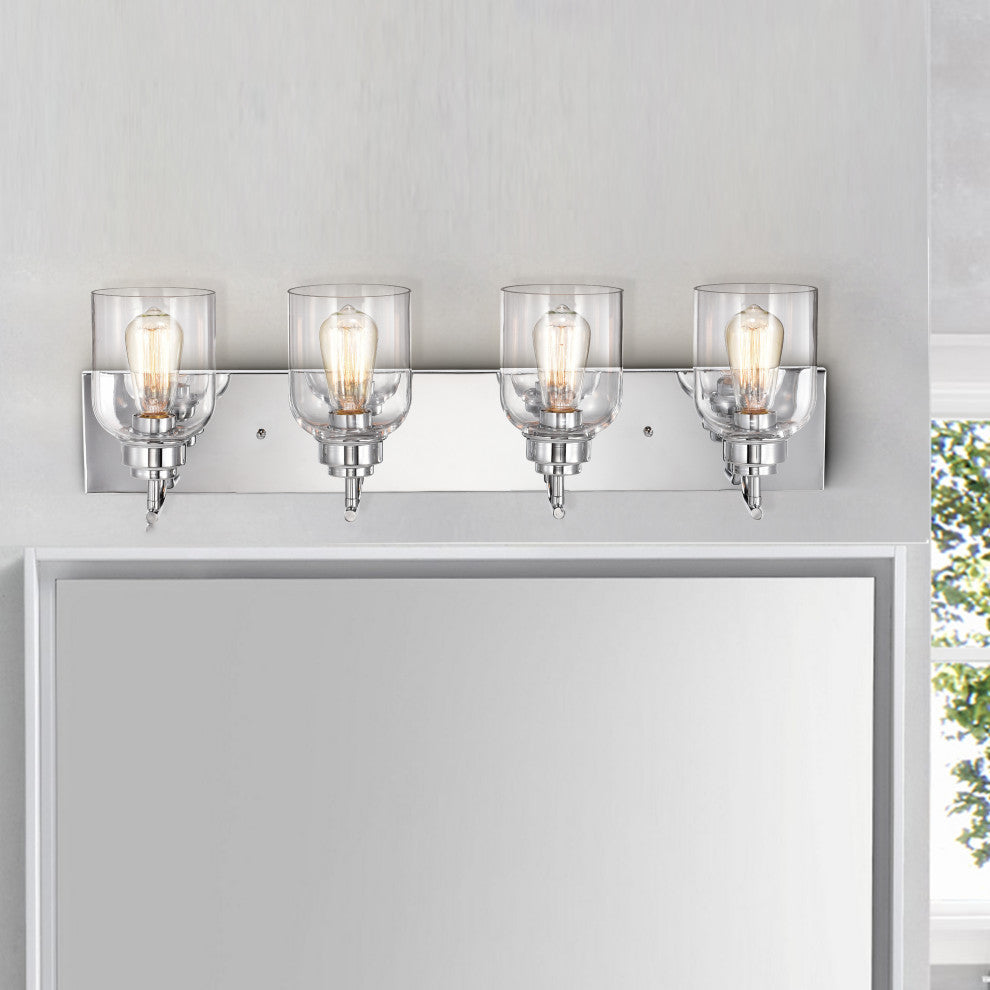 CHLOE Lighting THIERRY Transitional 4-Light Chrome Bath Fixture 30 " Wide