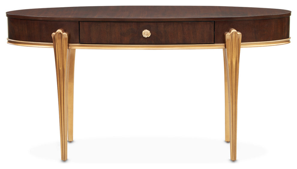 Camellia Field Vanity With Mirror & Chair, Warm Pecan