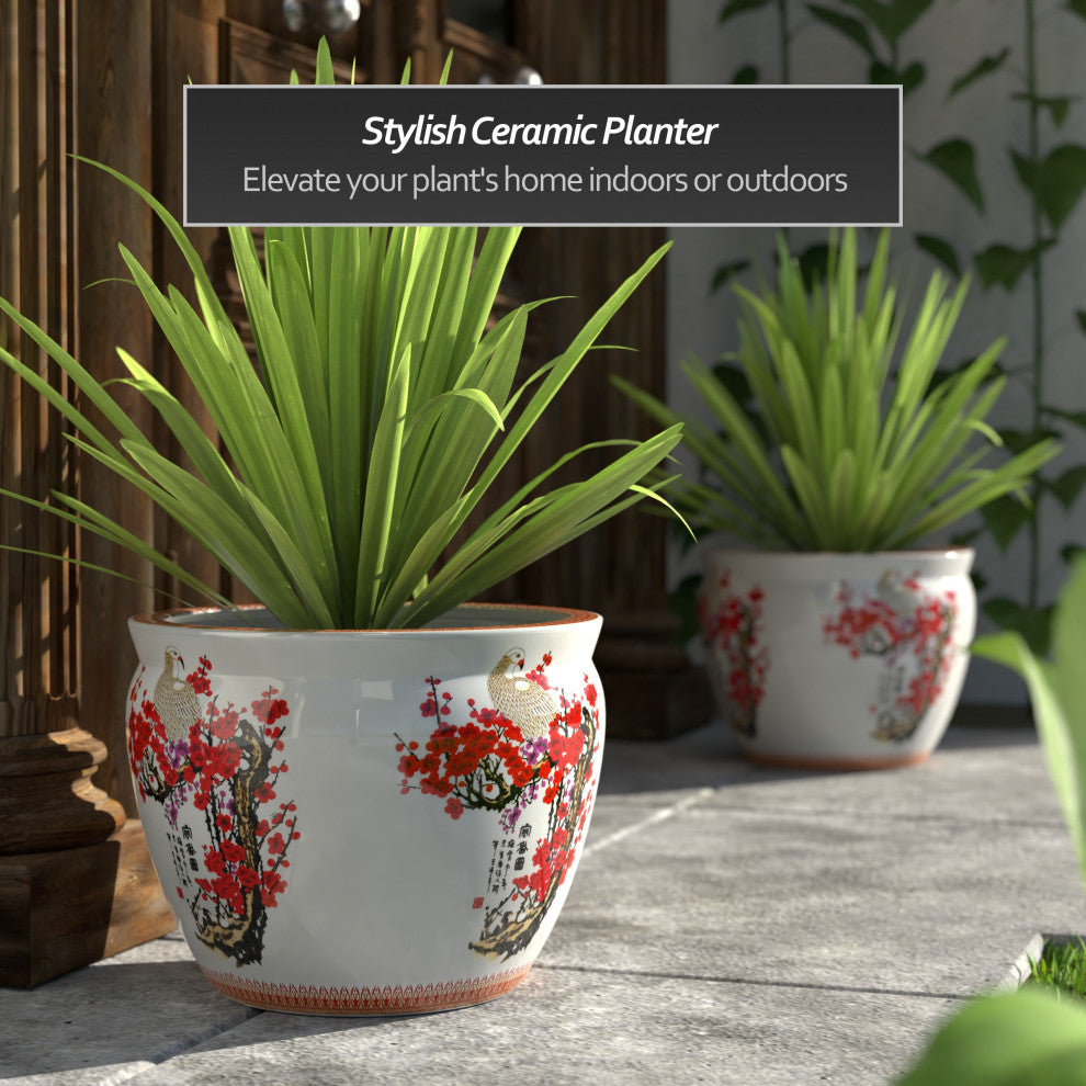 16" Cherry Blossom Porcelain Fishbowl