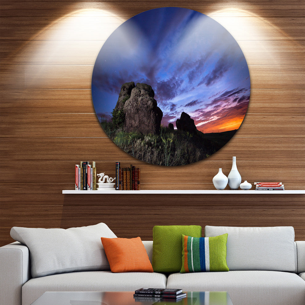Summer Night Blue Sky, Landscape Photography Round Wall Art, 23"