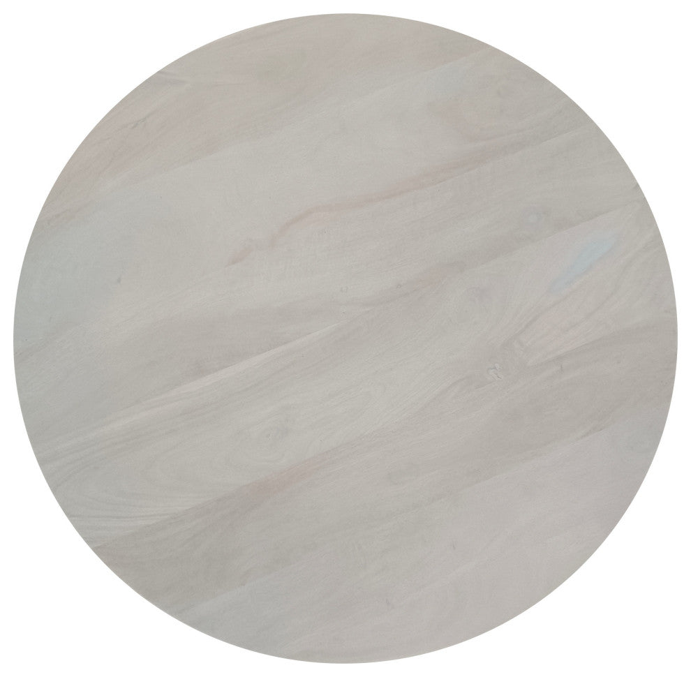 Tomas 32" Coffee Table Mango Wood Drum Top Classic Washed White