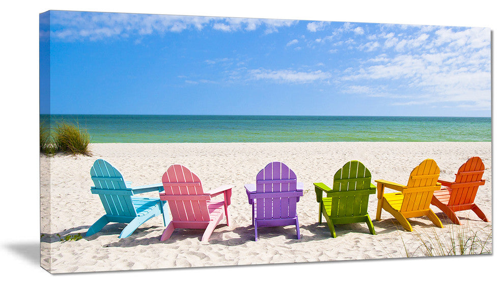 "Adirondack Beach Chairs" Seashore Canvas Photo Print, 32"x16"