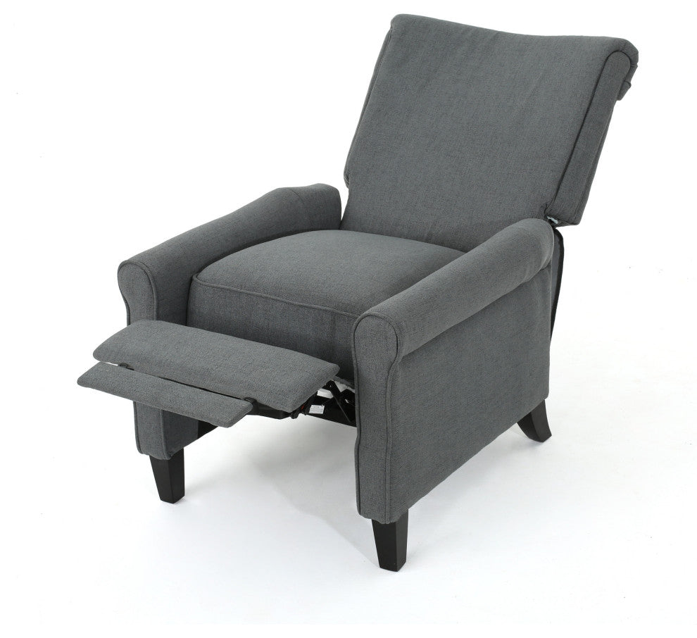 GDF Studio Charlene Traditional Fabric Recliner Chair, Charcoal
