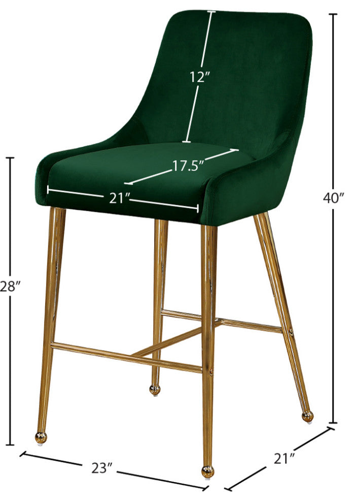 Owen Velvet Upholstered Stool (Set of 2), Green