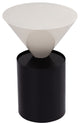 Damon White Metal Top End Table, Matte Black Base