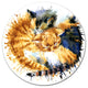 Cute Kitten Graphical Illustration, Animal Round Metal Wall Art, 11"
