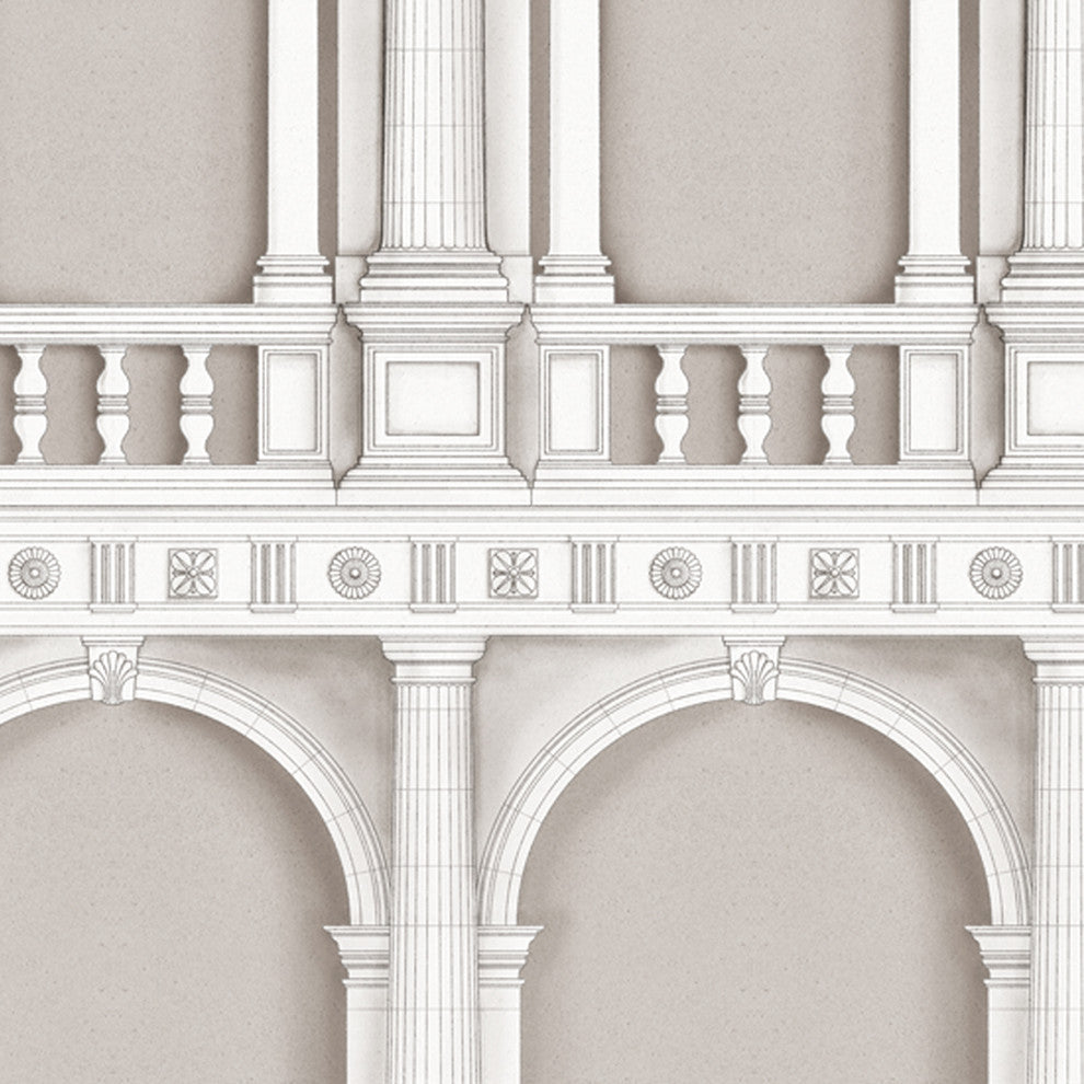 Classic Architecture Peel and Stick Vinyl Wallpaper , Beige, 24"w X 108"h