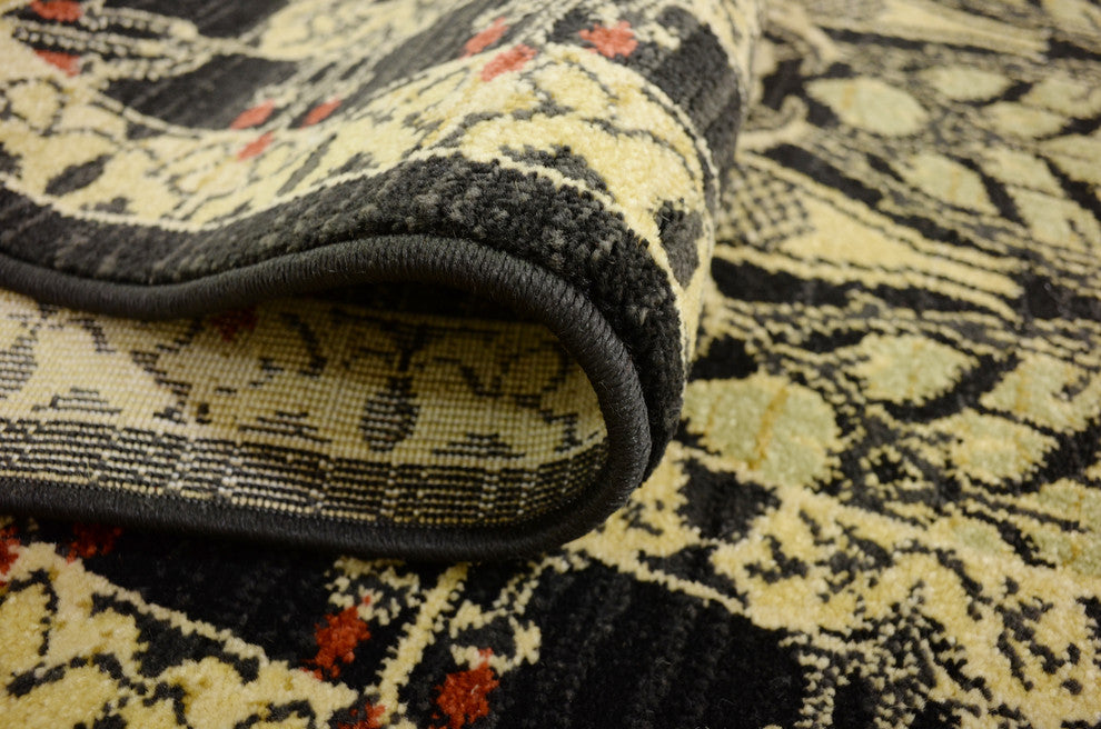 Unique Loom Black Carnation Edinburgh 3' 3 x 5' 3 Area Rug