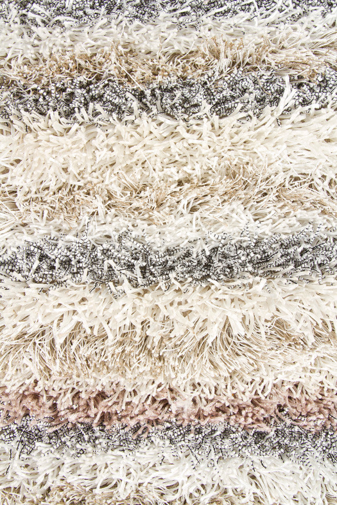 Kubu Striped Area Rug, Ivory, 7'9" Round
