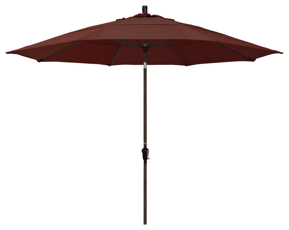 11' Bronze Auto-Tilt Crank Aluminum Umbrella, Terrace Adobe Olefin