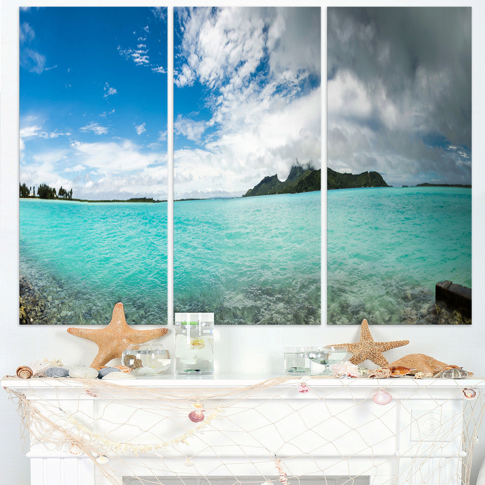 "Bora Bora French Polynesia Panorama" Metal Wall Art, 3 Panels, 36"x28"