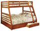 Wooden Twin Over Full Bunk Bed with 2 Drawers, Oak