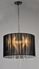 Elina 5-Light Black Chrome Crystal Chandelier With Black Threaded Silk Shade