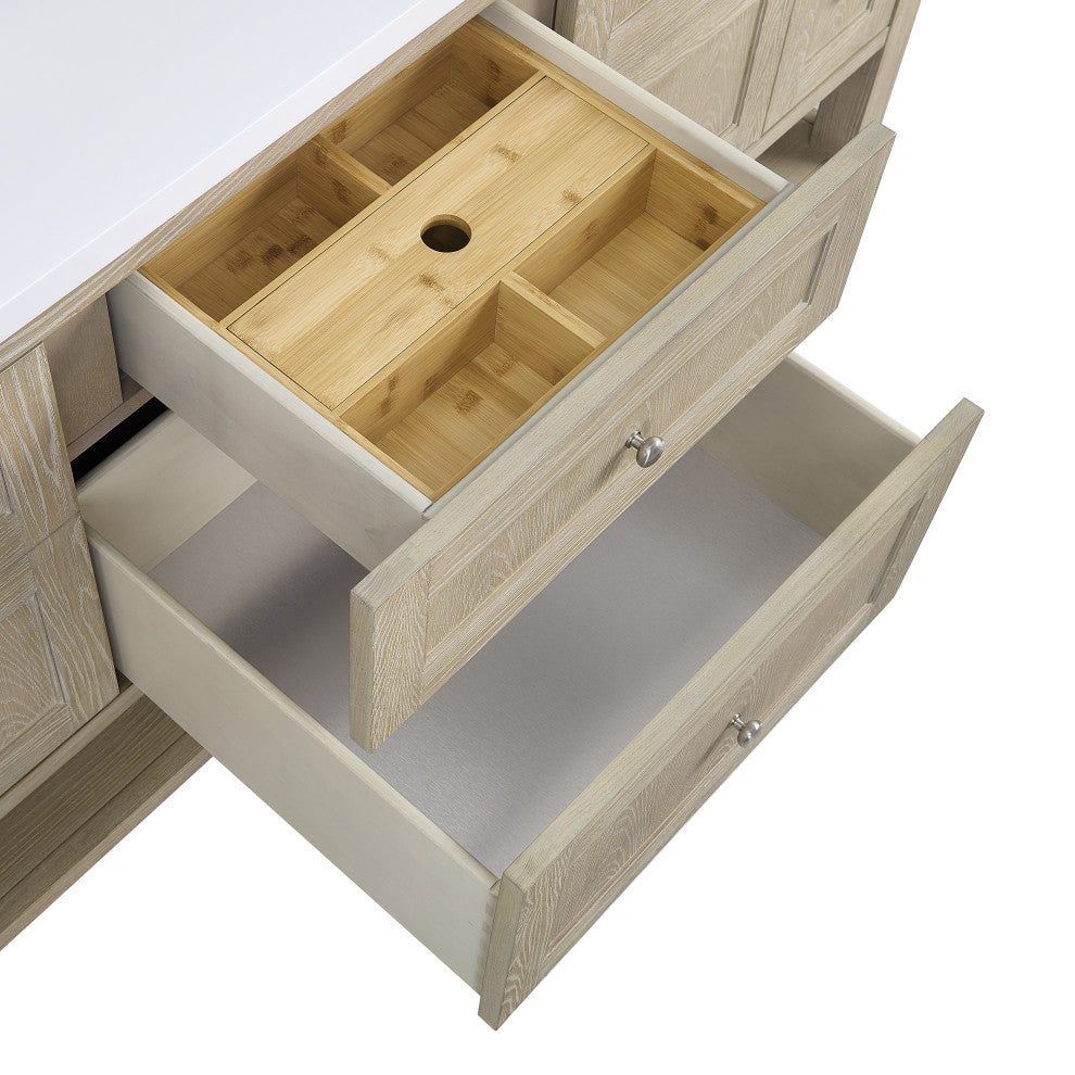 Breckenridge 72" Double Vanity, Oak, 3 CM White Zeus Top