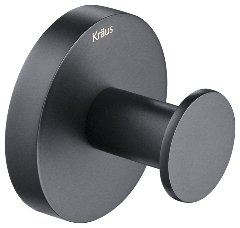 Elie Bathroom Robe and Towel Hook, Matte Black