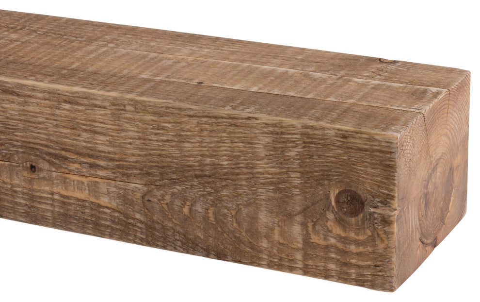 Solid Beam Fireplace Mantel Shelf, Aged Oak, 72"