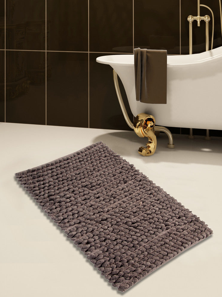 Bath Rug Cotton and Microfiber Hand Loom, 50"x30", Gray, GSF 200, Bubbles