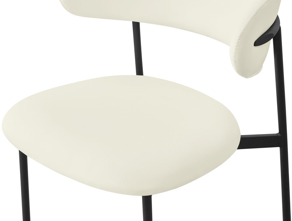 Lupita Vegan Leather Dining Chair, Set of 2, Cream, Matte Black Finish
