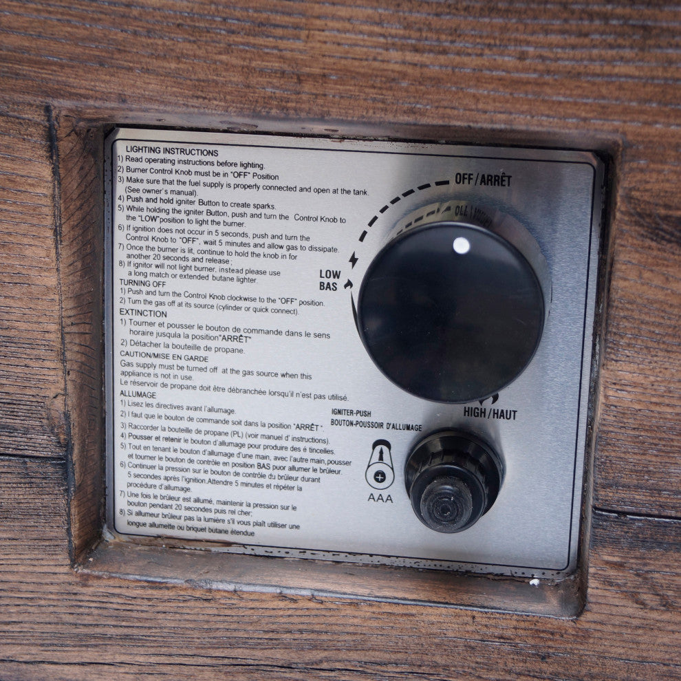 GDF Studio Madge Outdoor Brown 32" Square Fire Pit, 40,000 BTU, Wood Grain