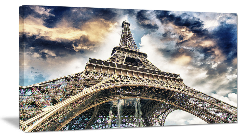 "The Paris Eiffel Tower View From Ground" Cityscape Wall Art, 40"x20"