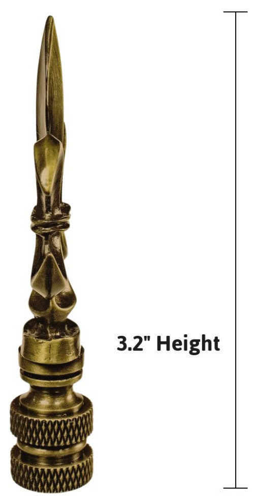 Fleur De Lis Antique Brass Lamp Finial 3.2"h