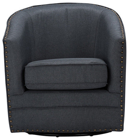 Porter Gray Fabric Upholstered Swivel Tub Chair