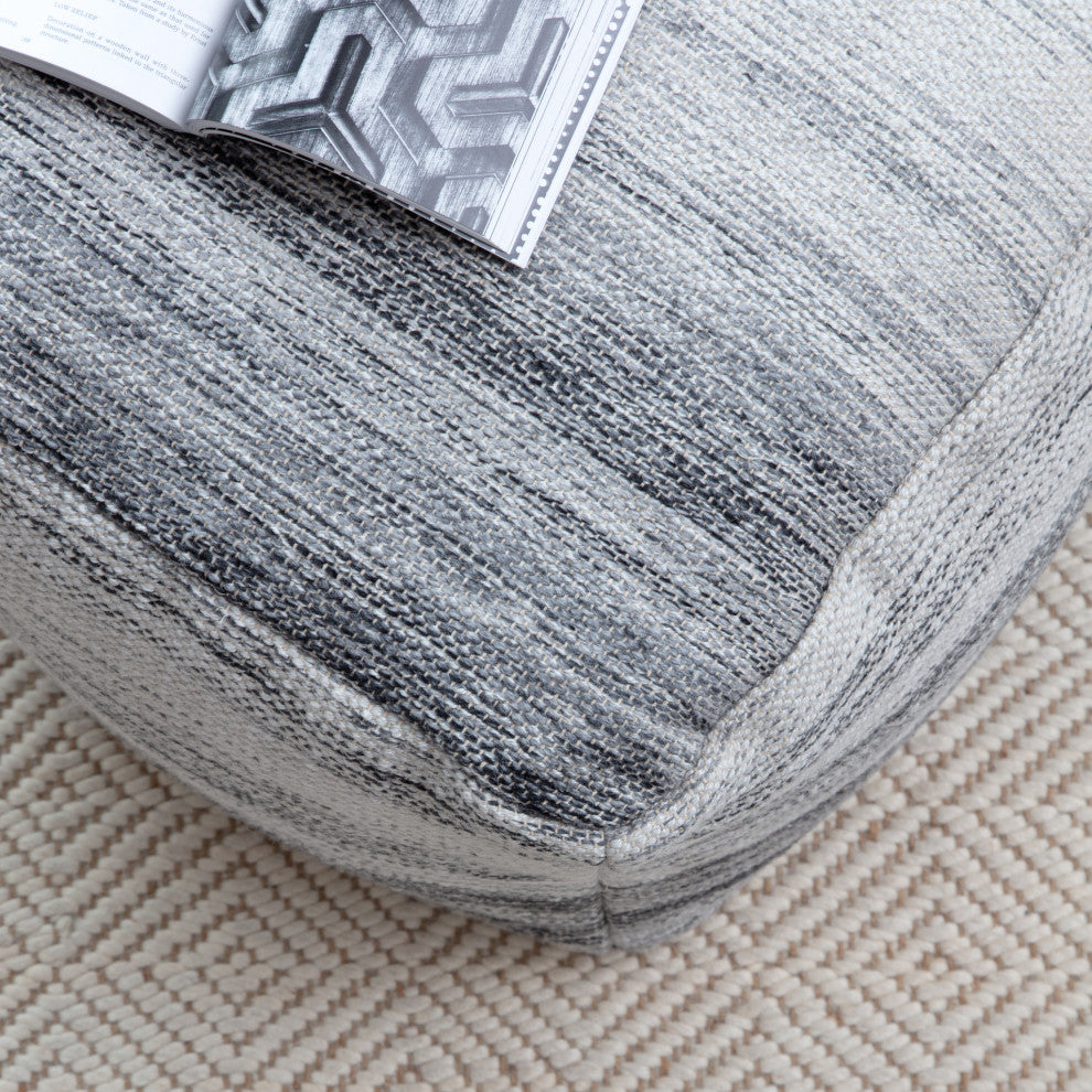 Inverness 20" x 20" x 20" Black and Ivory Pouf