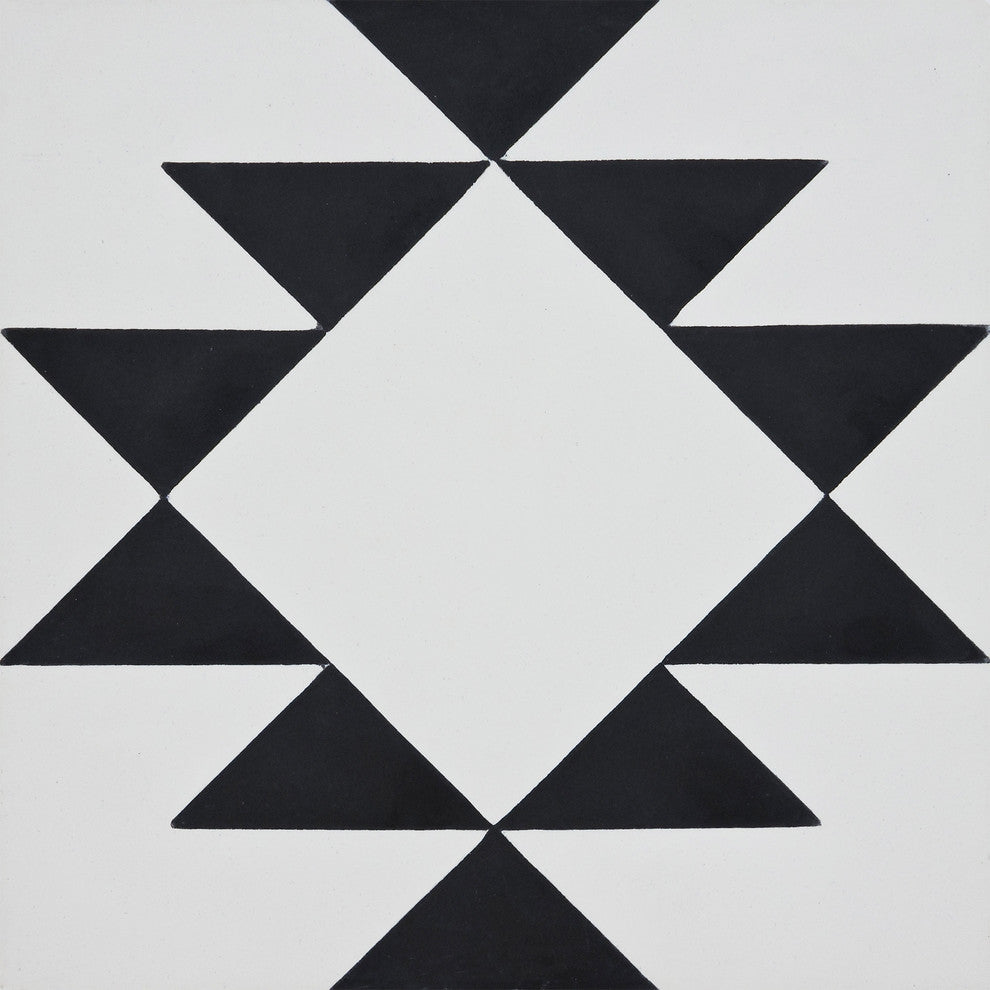 8"x8" Rissani Handmade Cement Tile, White/Black, Set of 12