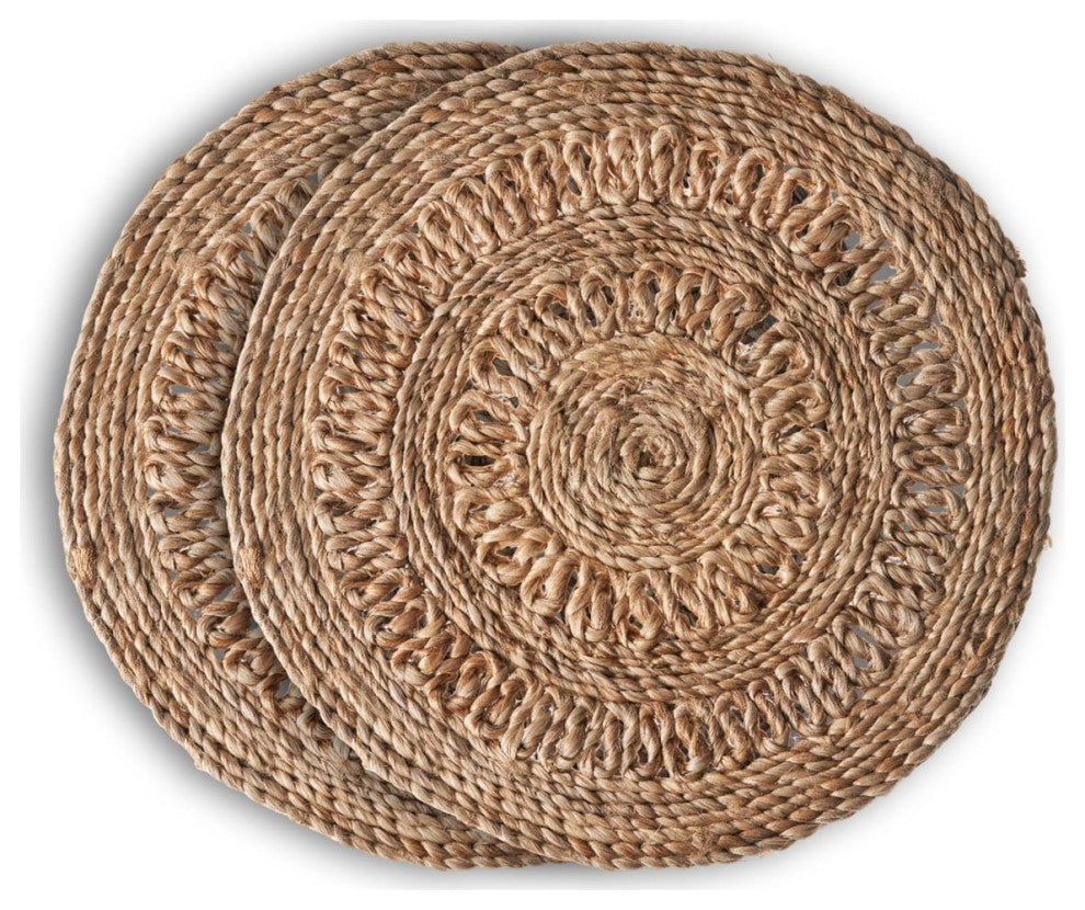 Detailed Braided Organic Jute Placemat, Set of Two