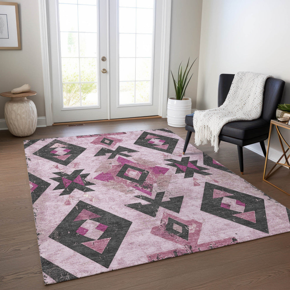 Machine Washable Indoor/Outdoor Chantille ACN1882 Pink 2'6" x 3'10" Rug