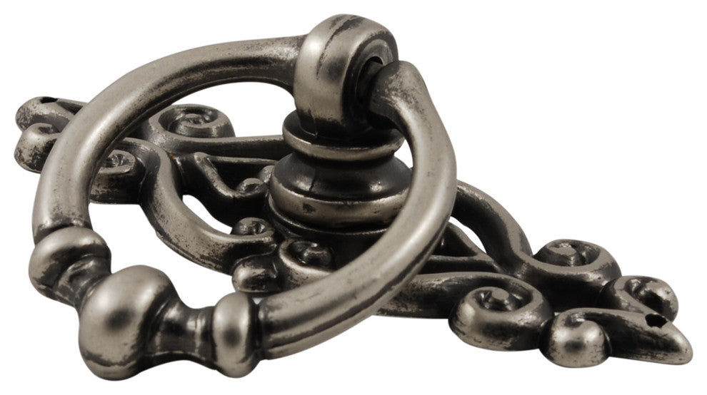 Ring Pull With Backplate, Aged Pewter