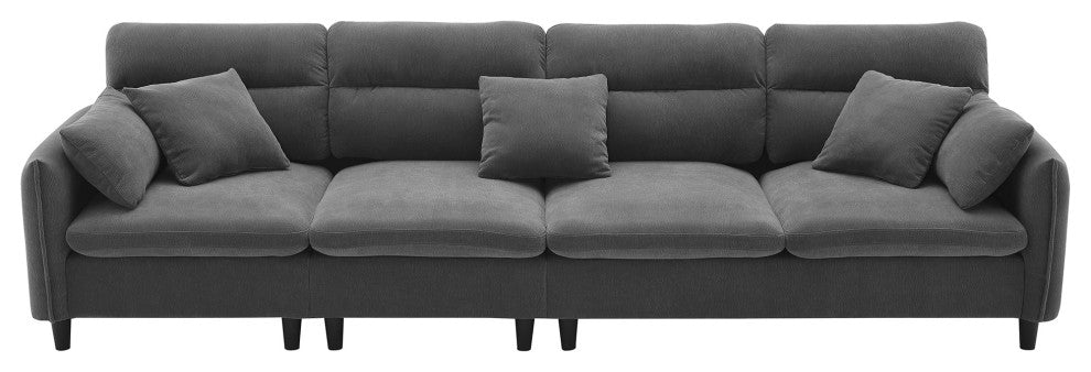 GDF Studio Modern Convertible L-Shaped Sectional Sofa With Ottoman, Gray