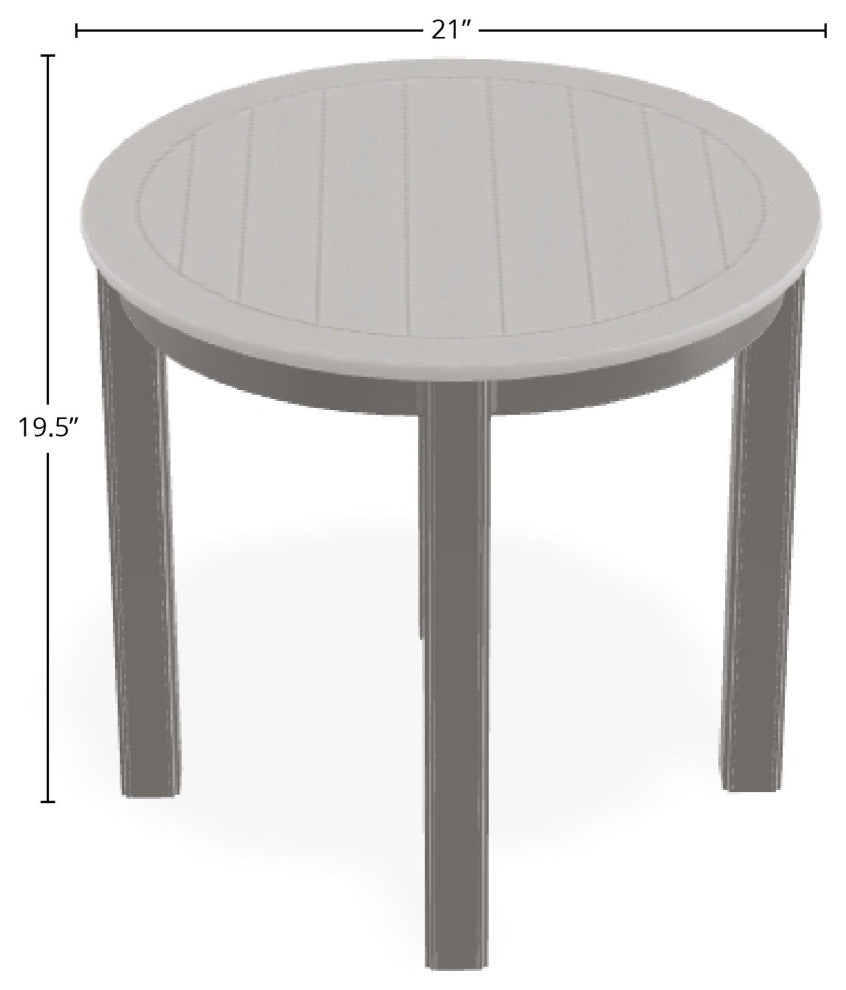 21" Round Marine Grade Outdoor End Table, Warm Gray