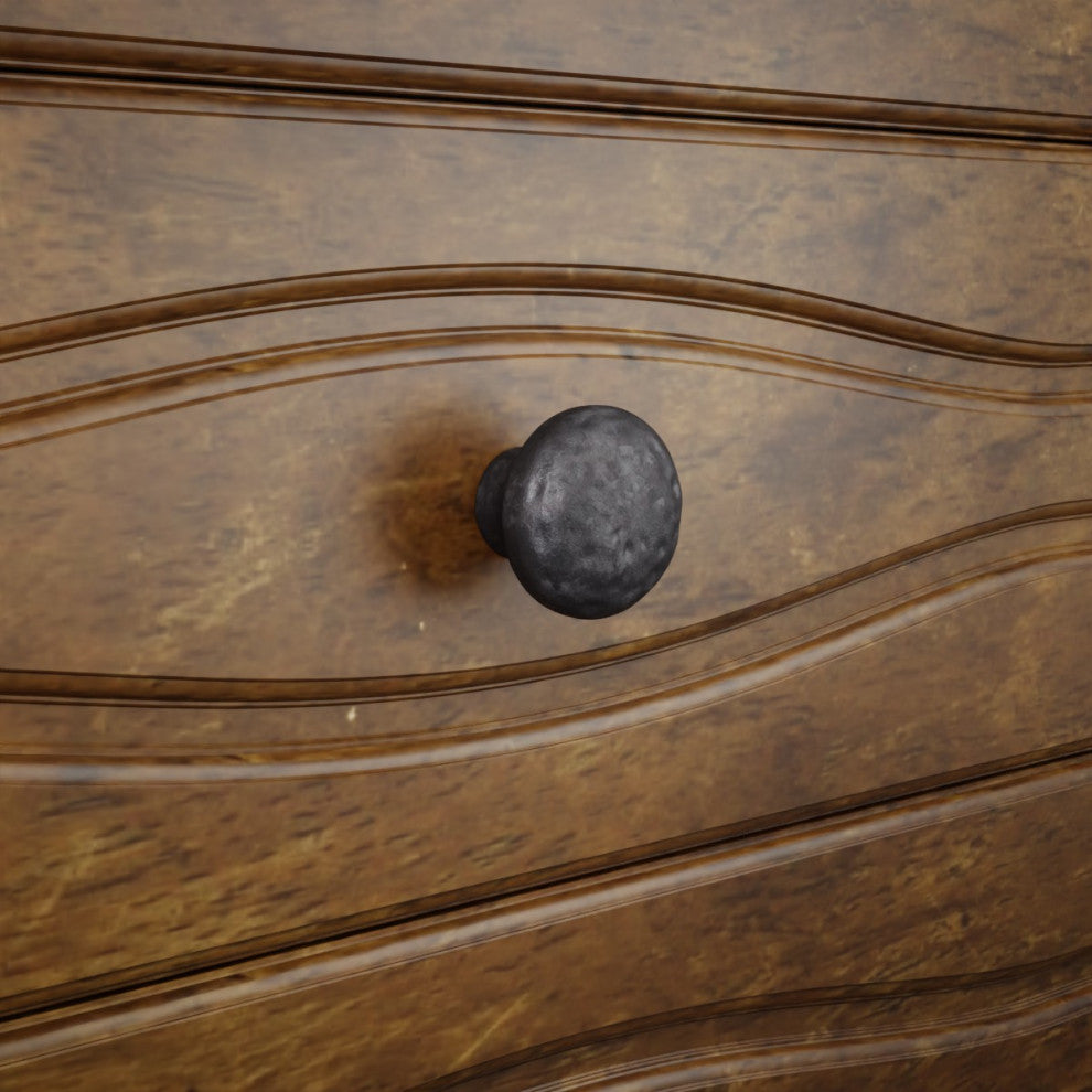 Round Black Wrought Iron Cabinet Knob Pull