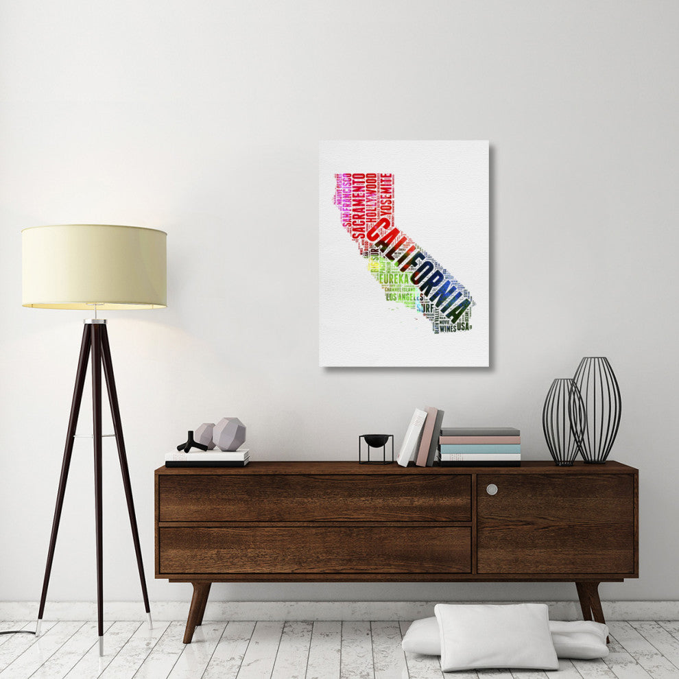 "California Watercolor Word Cloud" Fine Art Print