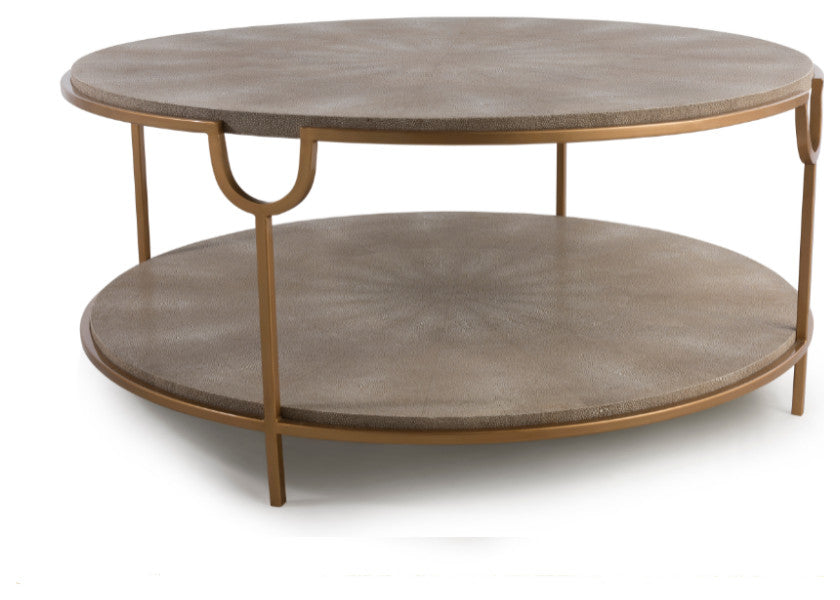 Cream Shagreen With Undershelf Coffee Table, Andrew Martin Katia