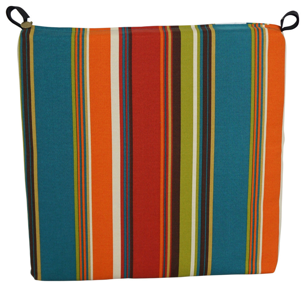 20"X19" Patterned Outdoor Spun Polyester Chair Cushions, Set of 2, Westport Teal