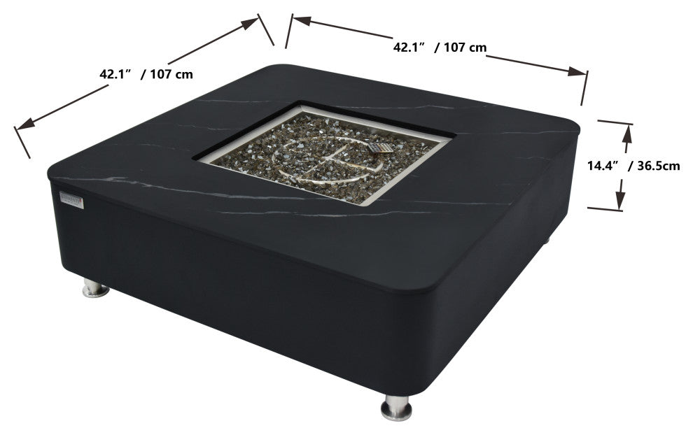 Copenhagen Square Porcelain Top 42" Natural Gas Fire Table by Elementi Plus