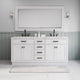 Hartford 72" Double Sink Marble Countertop Bath Vanity, White, Vanity With Large