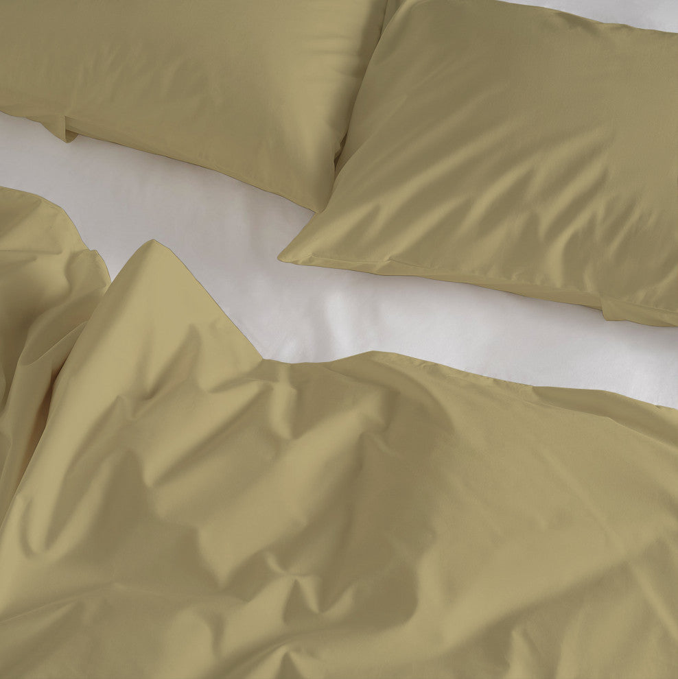 Organic Cotton Solid Wrinkle Resistant Duvet Set, Sand, King