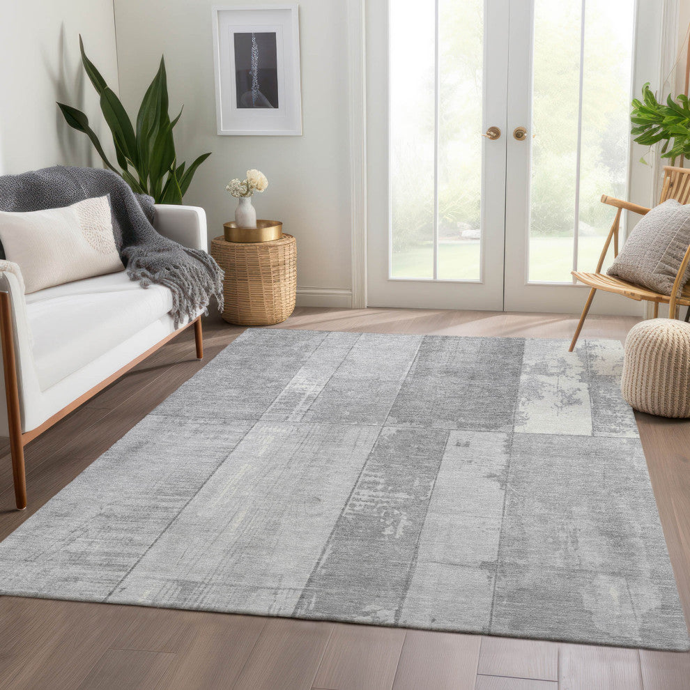 Machine Washable Indoor/Outdoor Chantille ACN1877 Gray 8' x 10' Rug