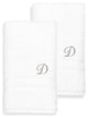 Denzi Hand Towels With Monogrammed Letter, Set of 2, D