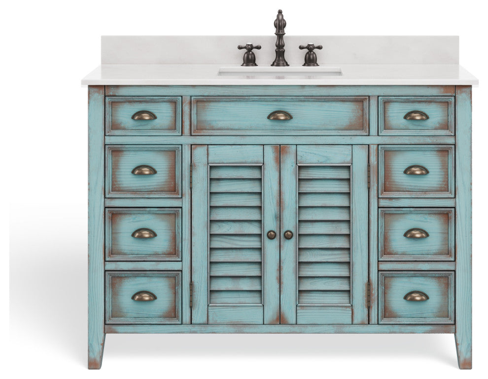 The Aurora Bathroom Vanity, Blue, 47", Single Sink, Freestanding