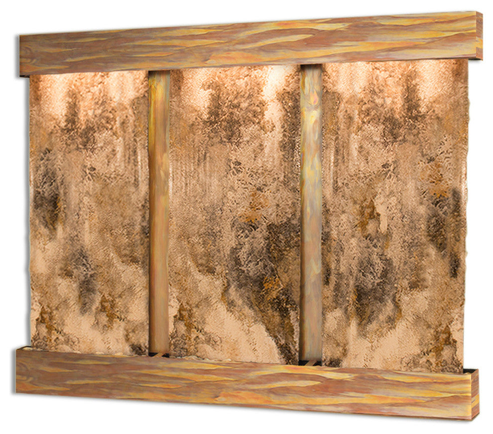Deep Creek Falls Fountain, Magnifico Travertine, Rustic Copper, Square