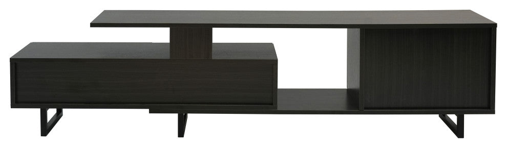 Avery 55-inch 2-Drawer 4-Shelf TV Stand in Steel, Phantom Gray