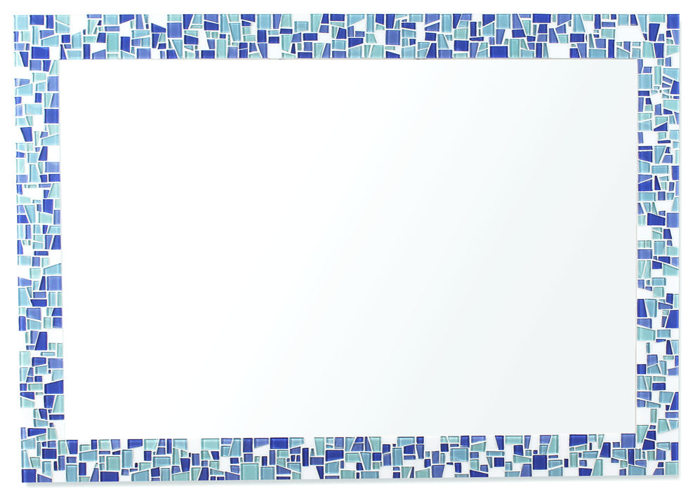 Sea Glass Inspired Mosaic Decorative Bathroom Wall Mirror, 24x30