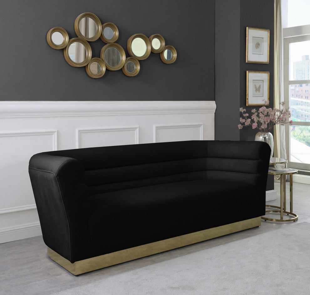 Bellini Velvet Upholstered Sofa, Black