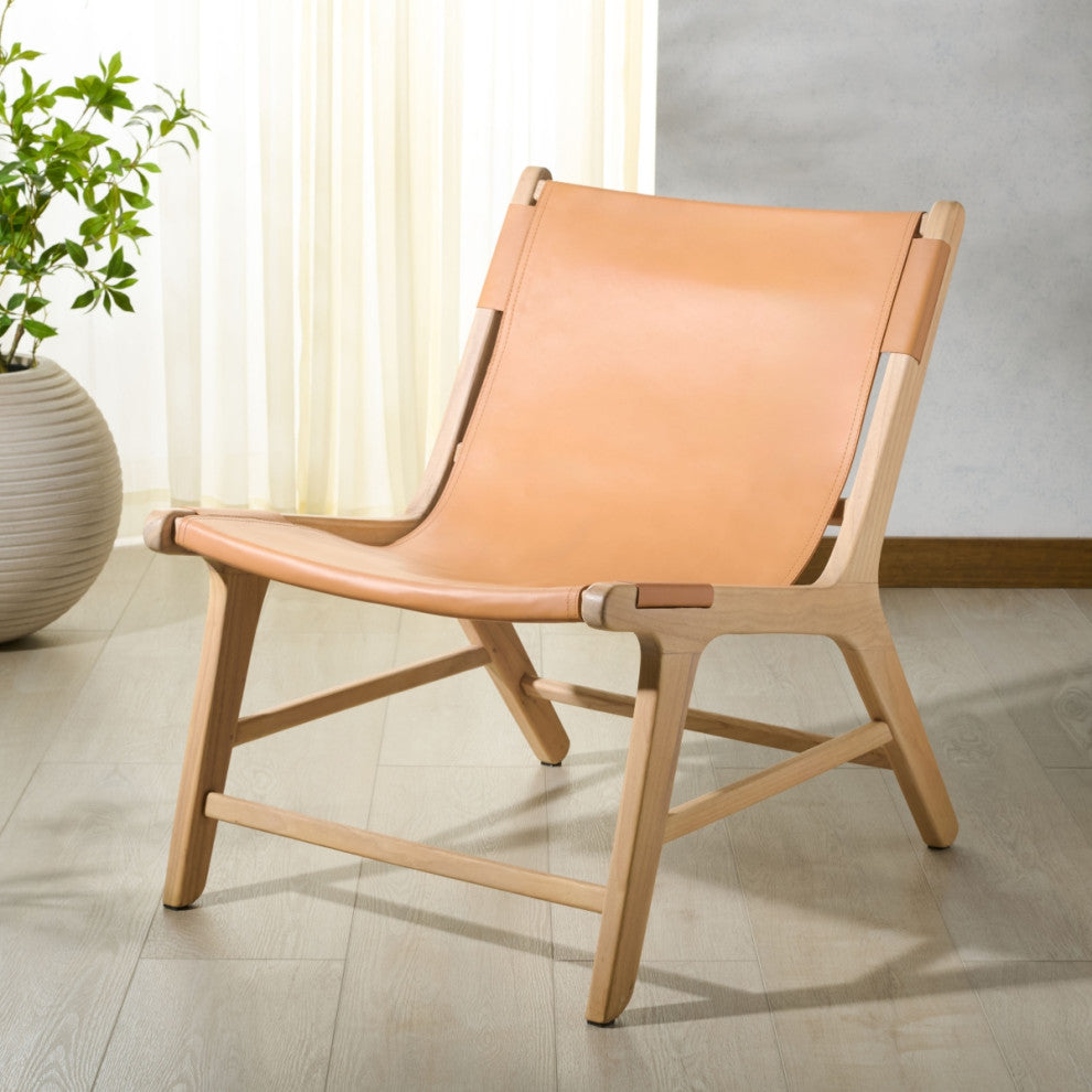 Safavieh Couture Alanarose Leather Accent Chair, Tan/Natural