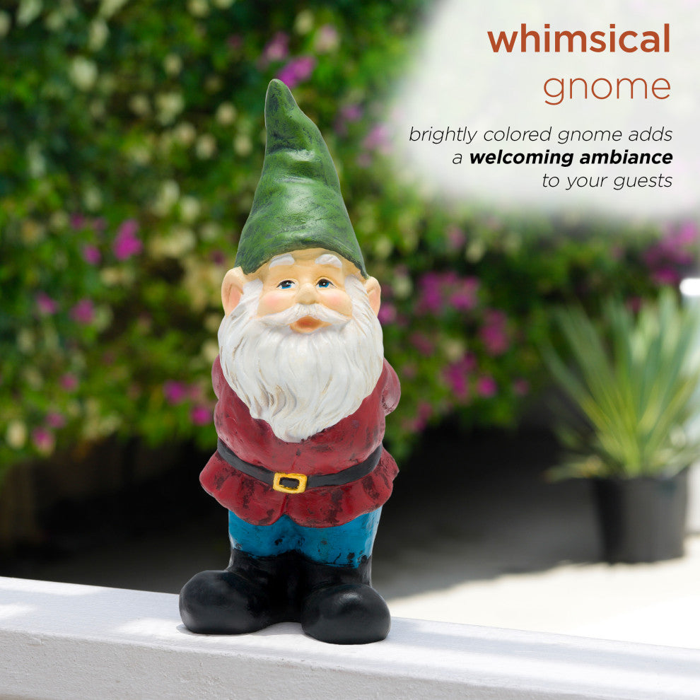 Bearded Garden Gnome Statue with Green Hat