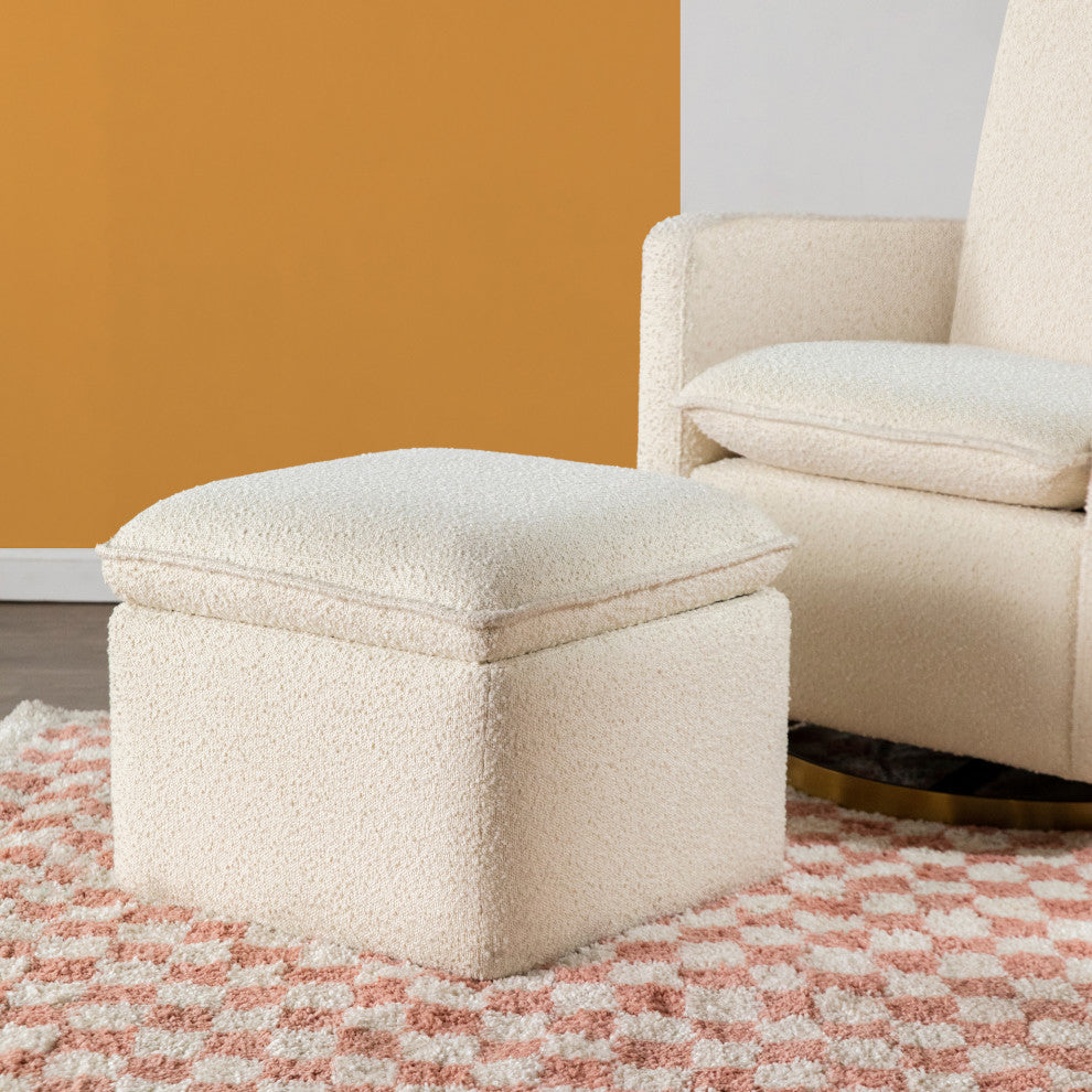 Cali Storage Ottoman, Boucle, Ivory Boucle